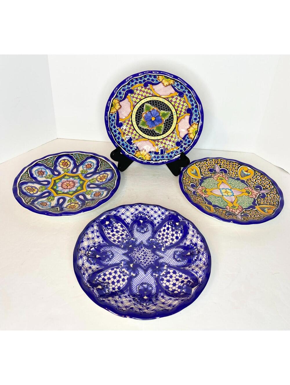 Pottery Barn Del Sol Melamine Salad Plates Mixed Pattern Set of 4 Multicolor